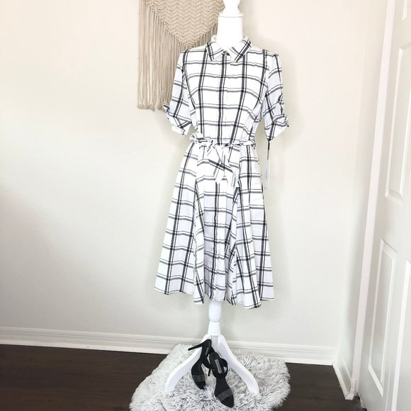 anne klein gingham midi dress